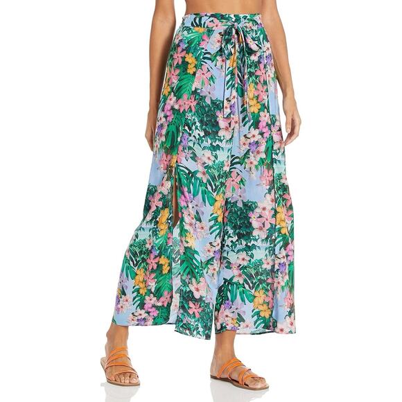 Desigual Boho Floral Wide Leg Pants Tie Waist Sz XL Viscose - Picture 1 of 15